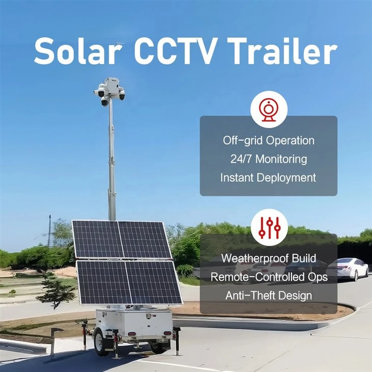 Tŵr Trelar Gwyliadwriaeth Solar Symudol HiSOLO: Eich Holl-mewn-Untro-Datrysiad Diogelwch Grid