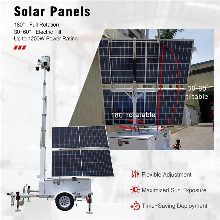 HiSOLO Mobile Solar Surveillance Trailer Tower: Your All-in-One Off-Grid Security Solution factory