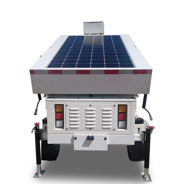 Mobile Solar Trailer Major Public Events CCTV Surveillance Tower For Construction No Emmisons Renewable Energy